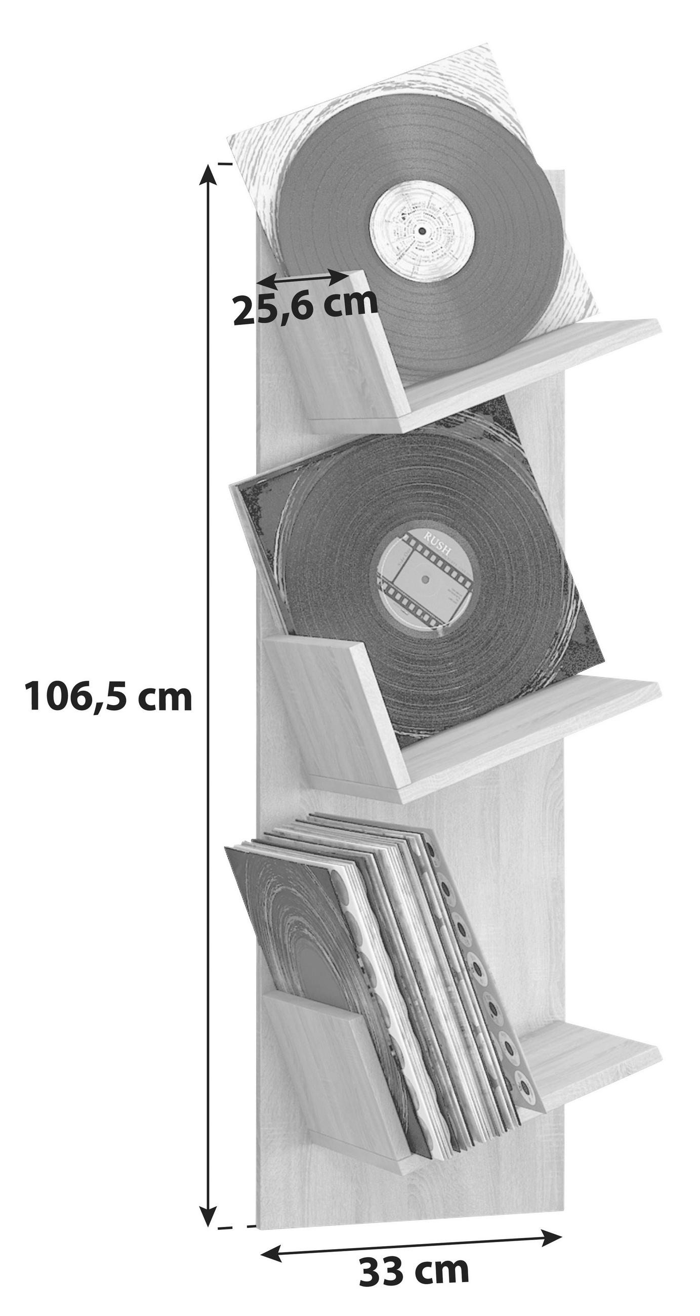SCHALLPLATTENREGAL Eichefarben, Honig  - Eichefarben/Honig, Basics, Holzwerkstoff (33/106,5/25,6cm) - MID.YOU