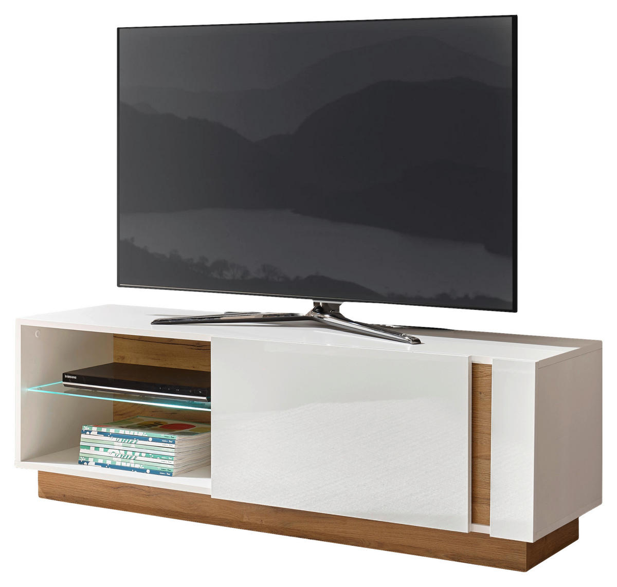 LOWBOARD  in 138/46/40 cm  - Eichefarben/Weiß, Design, Glas/Holzwerkstoff (138/46/40cm) - MID.YOU