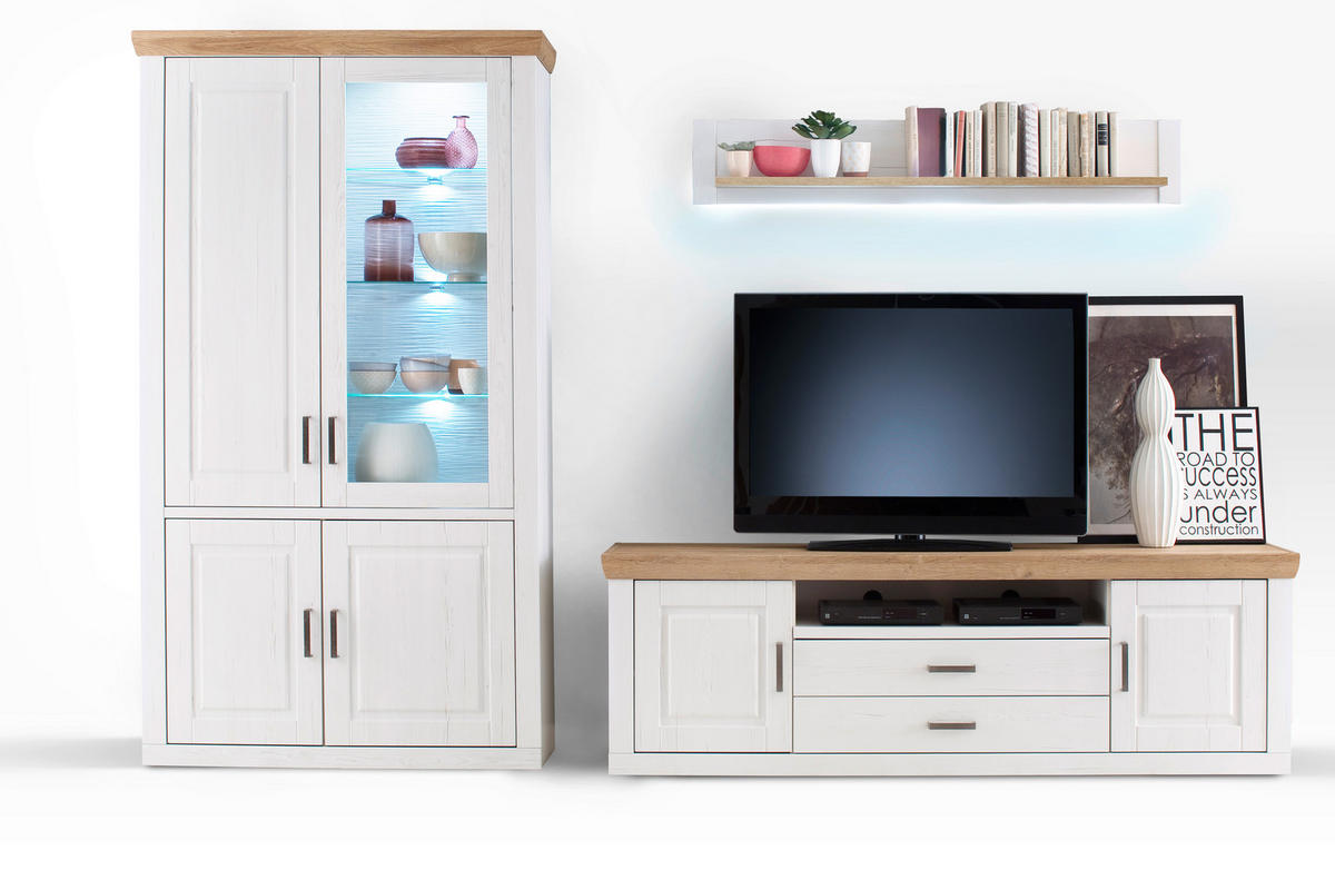 OBÝVACÍ STĚNA, barvy pinie - barvy pinie/barvy niklu, Design, kov/kompozitní dřevo (326/210/52cm) - Livetastic