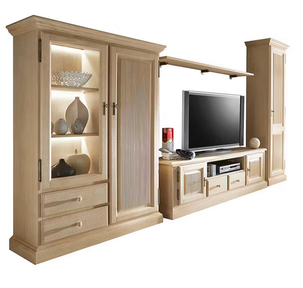 WOHNWAND 4-teilig  in Beige  396/217/47 cm  - Beige, Design, Holz (396/217/47cm) - Livetastic