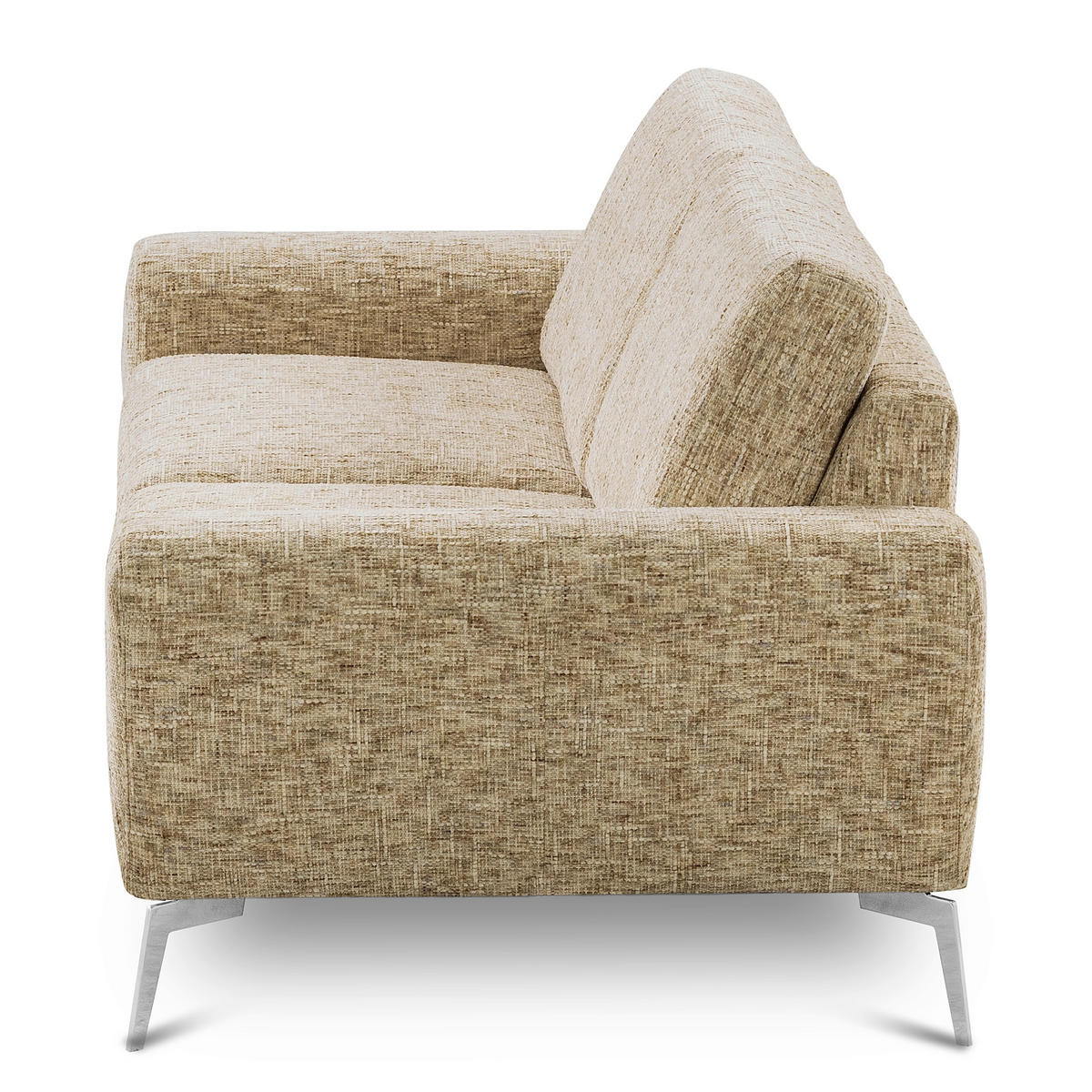 3-SITZER-SOFA SPRING in Webstoff Hellbraun Modern  - Chromfarben/Hellbraun, Design, Textil/Metall (187/85/92cm) - Livetastic