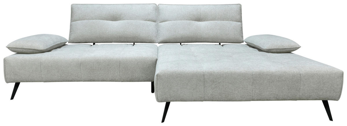 ECKSOFA Ottomane rechts  Greige Chenille  - Greige/Schwarz, Design, Textil/Metall (284/188cm) - Stylife