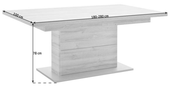 ESSTISCH in Holzwerkstoff 180(280)/100/78 cm - Eichefarben/Silberfarben, KONVENTIONELL, Holzwerkstoff (180(280)/100/78cm) - Cantus