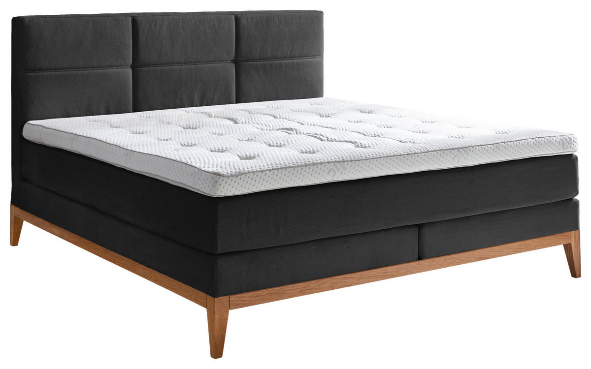 BOXSPRINGBETT 180/200 cm  in Anthrazit  - Eichefarben/Anthrazit, KONVENTIONELL, Holz/Textil (180/200cm) - Carryhome