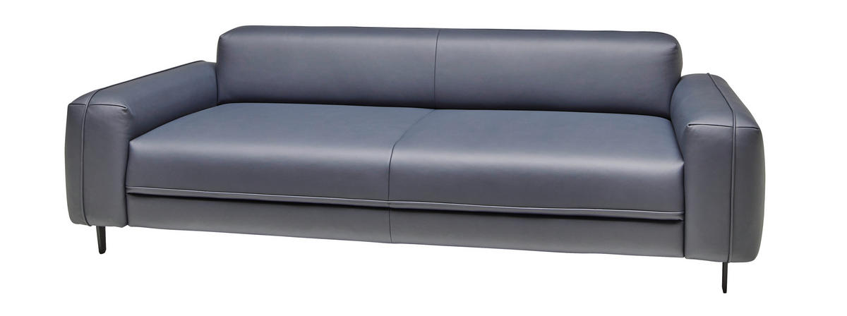 3-SITZER-SOFA in Echtleder Dunkelblau  - Anthrazit/Dunkelblau, Design, Leder/Metall (230/70/109cm) - Johann Jakob