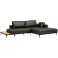 ECKSOFA  in Echtleder Anthrazit  304/201 cm  - Anthrazit/Schwarz, Design, Leder/Metall (304/201cm) - Belluti