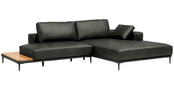 ECKSOFA  in Echtleder Anthrazit  304/201 cm  - Anthrazit/Schwarz, Design, Leder/Metall (304/201cm) - Belluti
