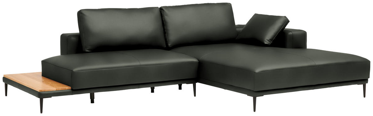 ECKSOFA Echtleder Anthrazit  - Anthrazit/Schwarz, Design, Leder/Metall (304/201cm) - Belluti