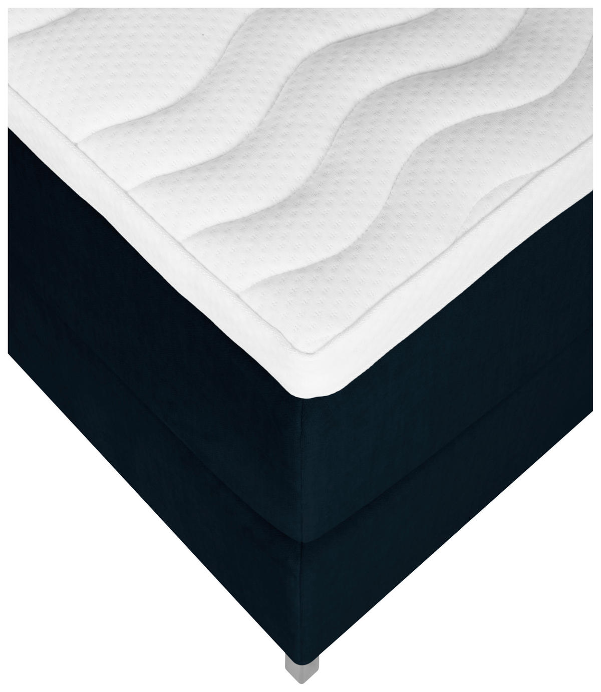 BOXSPRING-ÁGY 180/200 cm  sötétkék  - sötétkék/alumíniumszínű, Modern, textil (180/200cm) - MID.YOU