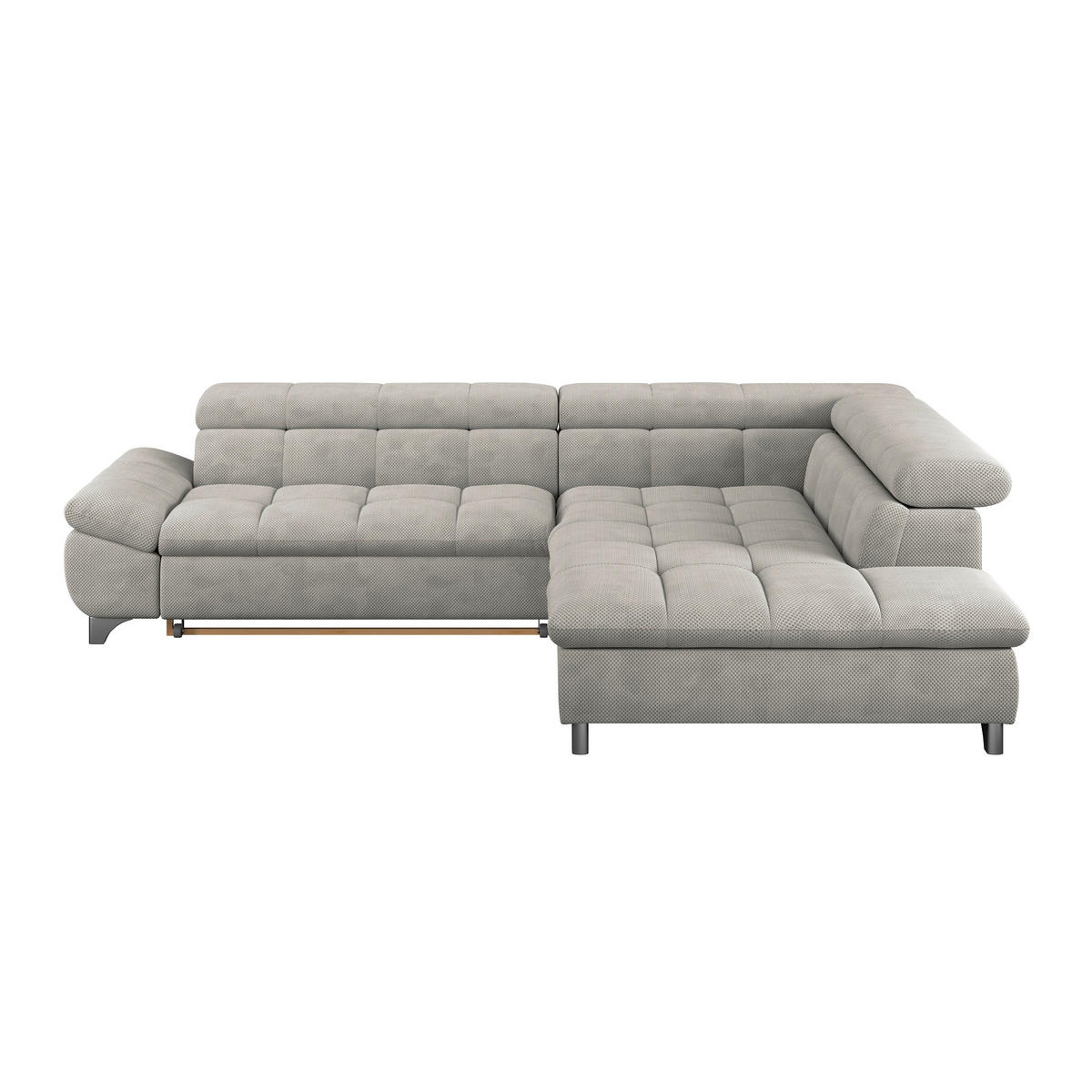 ECKSOFA Taupe Chenille  - Taupe/Chromfarben, KONVENTIONELL, Textil/Metall (312/234cm) - Livetastic