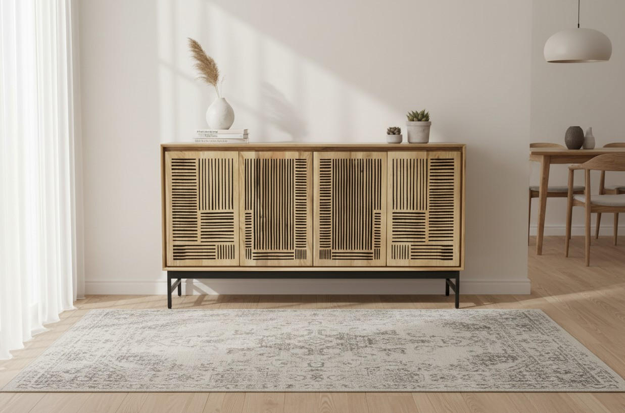 Livetastic Sideboard Schwarz, Akazie 160x85x40 cm