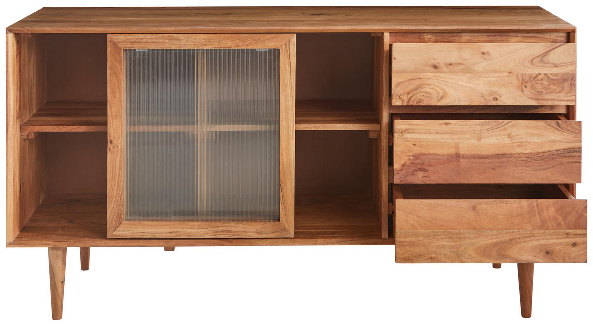 SIDEBOARD  in 147/76/45 cm  - Transparent/Akaziefarben, Natur, Glas/Holz (147/76/45cm) - Livetastic