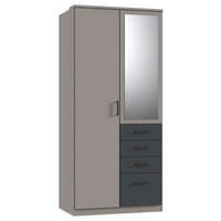 KLEIDERSCHRANK Graphitfarben, Grau  - Schwarz/Graphitfarben, Konventionell, Glas/Holzwerkstoff (90/199/58cm) - Carryhome