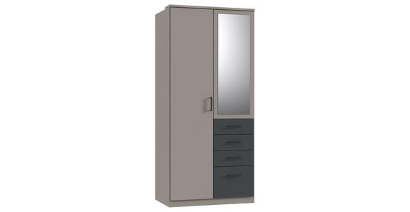 KLEIDERSCHRANK  in Graphitfarben, Grau  - Schwarz/Graphitfarben, KONVENTIONELL, Glas/Holzwerkstoff (90/199/58cm) - Carryhome