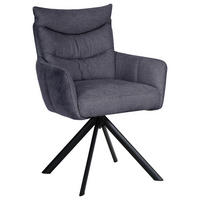 STOL MED ARMSTÖD järn linneimitation  - mörkgrå/svart, Design, metall/textil (59/91/66cm) - Hom`in