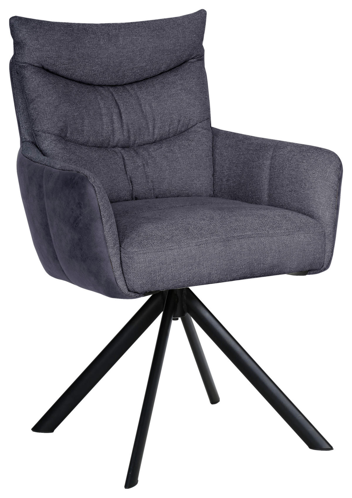 STOL MED ARMSTÖD järn linneimitation  - mörkgrå/svart, Design, metall/textil (59/91/66cm) - Hom`in