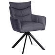 ARMLEHNSTUHL  in Eisen Leinenoptik  - Dunkelgrau/Schwarz, Design, Textil/Metall (59/91/66cm) - Hom`in
