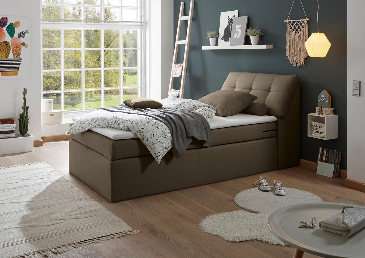 BOXSPRINGBETT 120/200 cm  in Dunkelbraun  - Dunkelbraun/Silberfarben, Design, Kunststoff/Textil (120/200cm) - Esposa