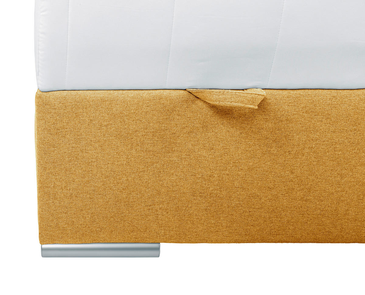BOXBETT 90/200 cm  in Currygelb  - Chromfarben/Currygelb, KONVENTIONELL, Kunststoff/Textil (90/200cm) - Carryhome
