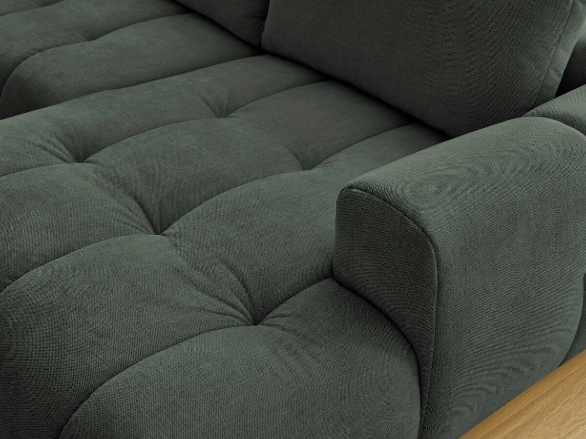 WOHNLANDSCHAFT  FUJI  Grün Leinenoptik  - Schwarz/Grün, MODERN, Kunststoff/Textil (204/377/160cm)