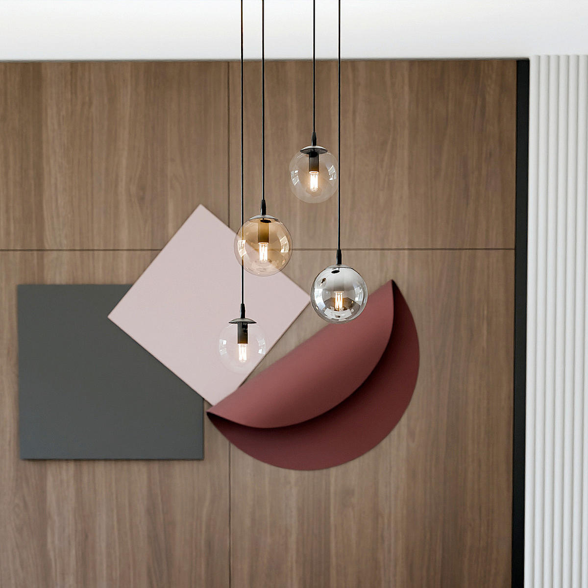 HÄNGELEUCHTE  40/40/100 cm    - Schwarz, KONVENTIONELL, Glas/Metall (40/40/100cm)