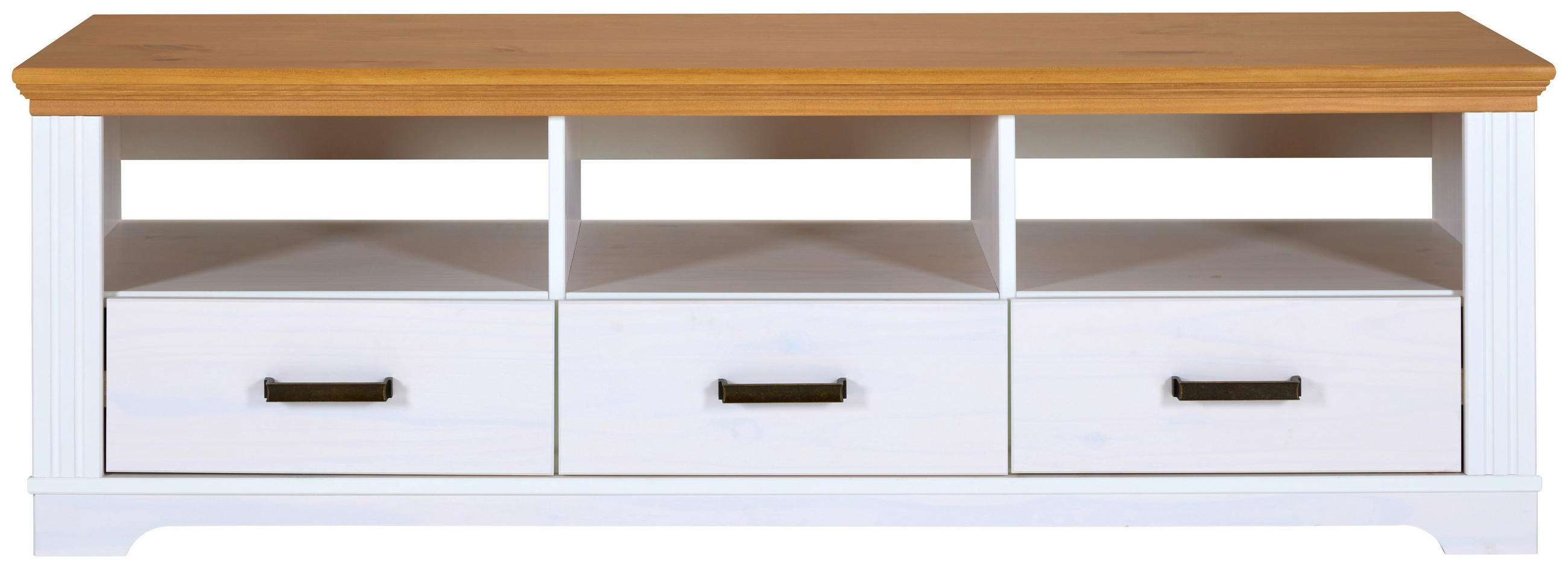 TV-Lowboard Maluno B: 166 cm Kiefer Massiv Weiß