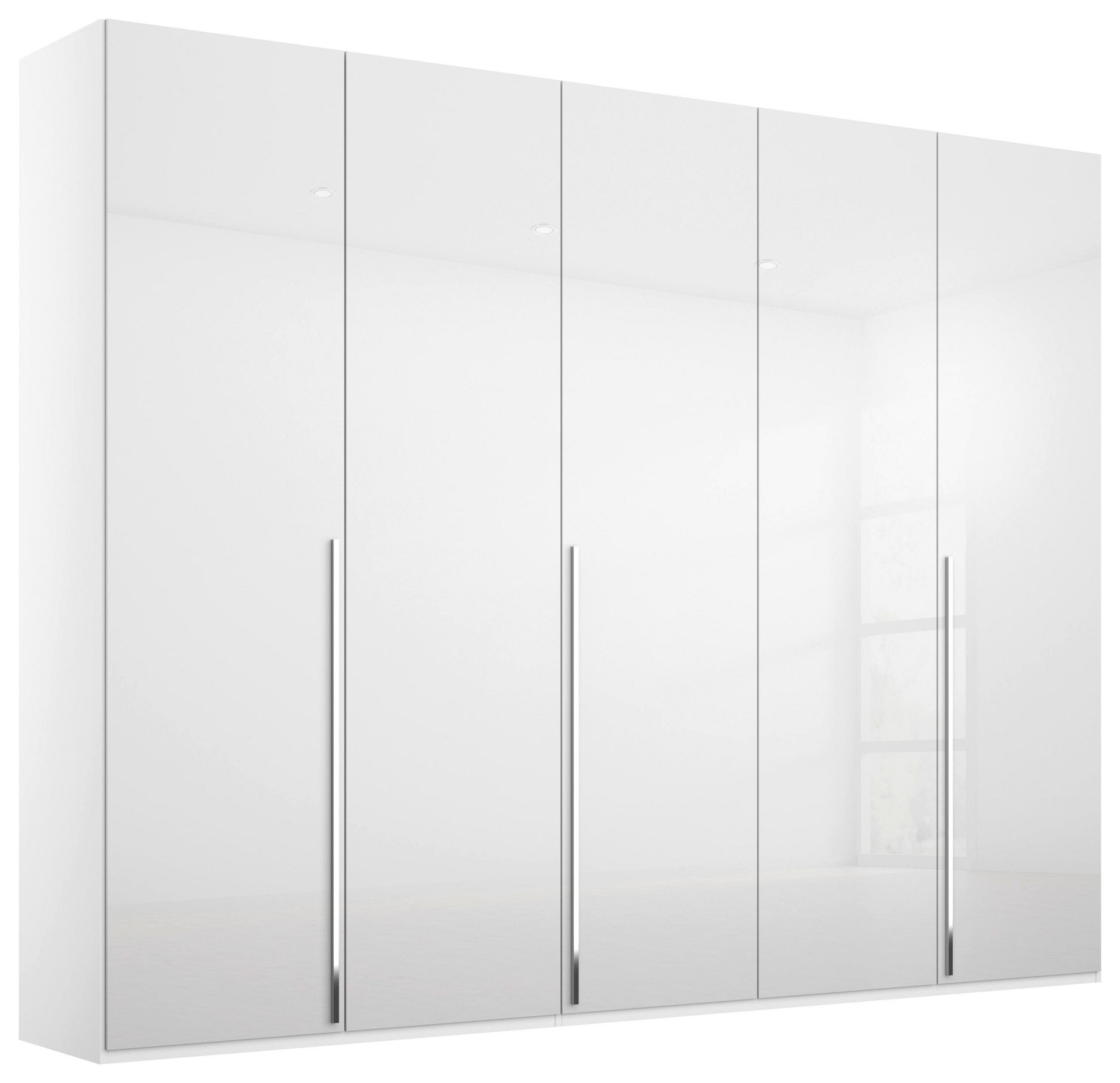 DREHTÜRENSCHRANK in Weiss, Weiss Hochglanz  - Weiss Hochglanz/Chromfarben, Design, Holzwerkstoff/Metall (251/223/60cm) - home24