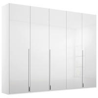 DREHTÜRENSCHRANK in Weiss, Weiss Hochglanz  - Weiss Hochglanz/Chromfarben, Design, Holzwerkstoff/Metall (251/223/60cm) - home24