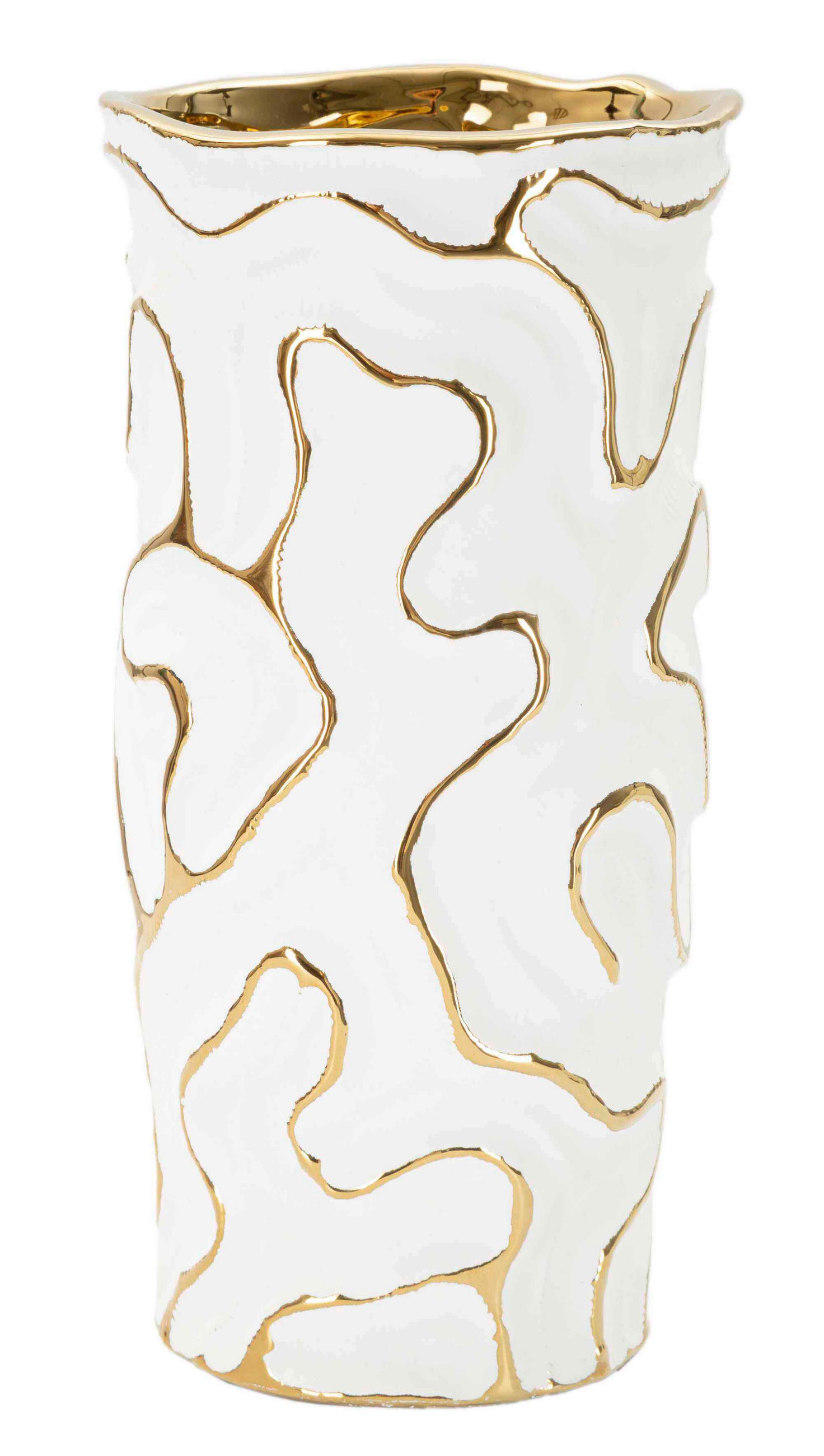 Vase Adore  - Goldfarben/Weiß, Basics, Keramik (12.5/25/12.5cm)