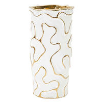 Vase Adore  - Goldfarben/Weiß, Basics, Keramik (12.5/25/12.5cm)