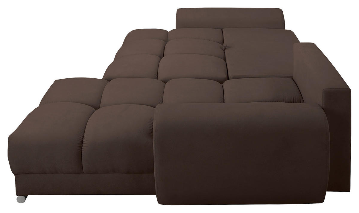 ECKSOFA in Mikrofaser Braun  - Silberfarben/Braun, Design, Textil/Metall (256/175cm) - Livetastic
