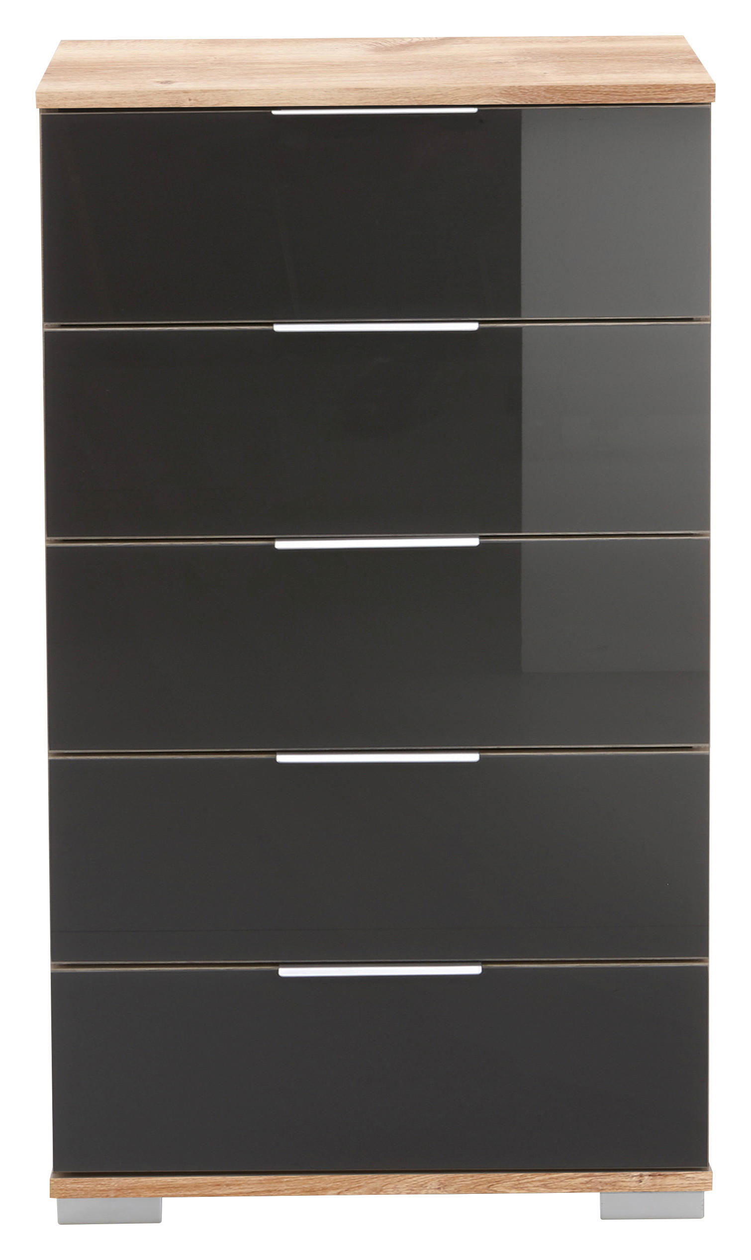 KOMODA, siva, barve hrasta  - barve kroma/siva, Design, kovina/umetna masa (49/102/41cm) - Carryhome