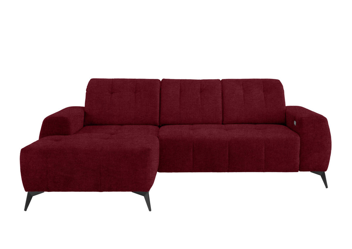 ECKSOFA in Mikrofaser Bordeaux  - Bordeaux/Schwarz, Modern, Textil/Metall (180/258cm) - Livetastic