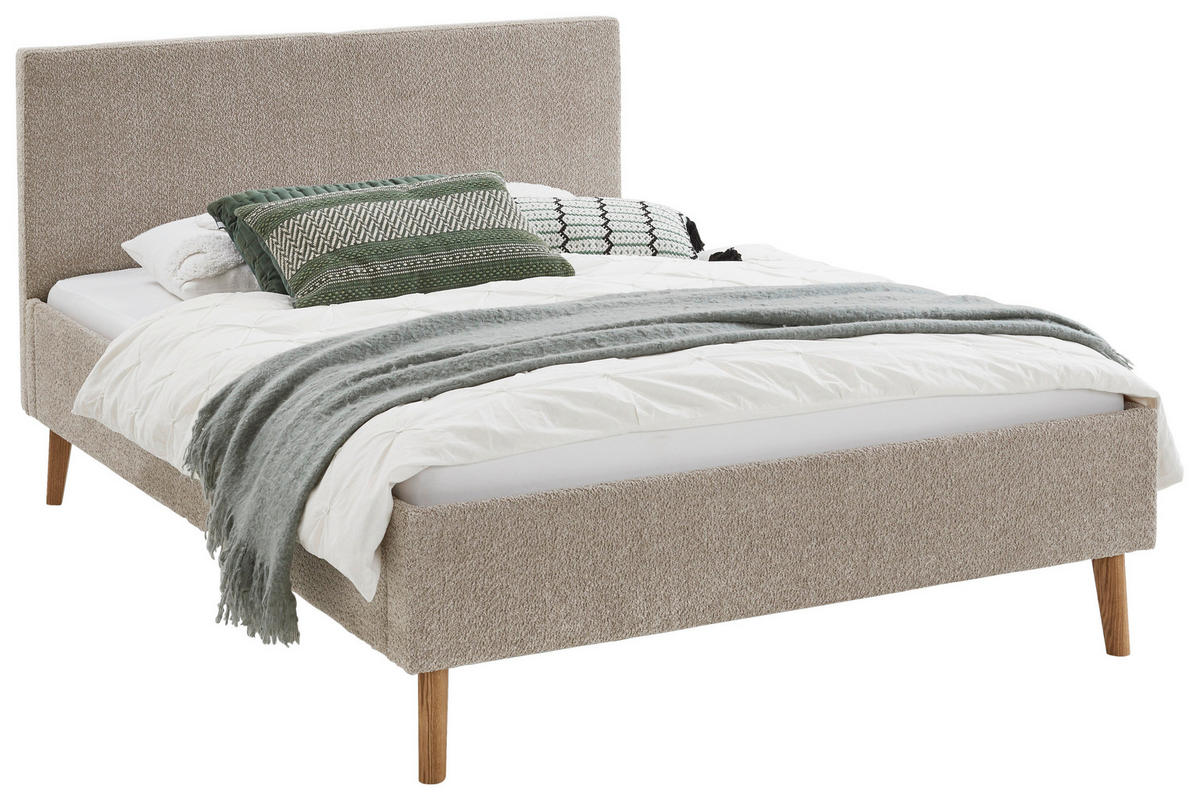 POLSTERBETT 140/200 cm  in Taupe  - Taupe/Eichefarben, Basics, Holz/Textil (140/200cm) - Boxxx