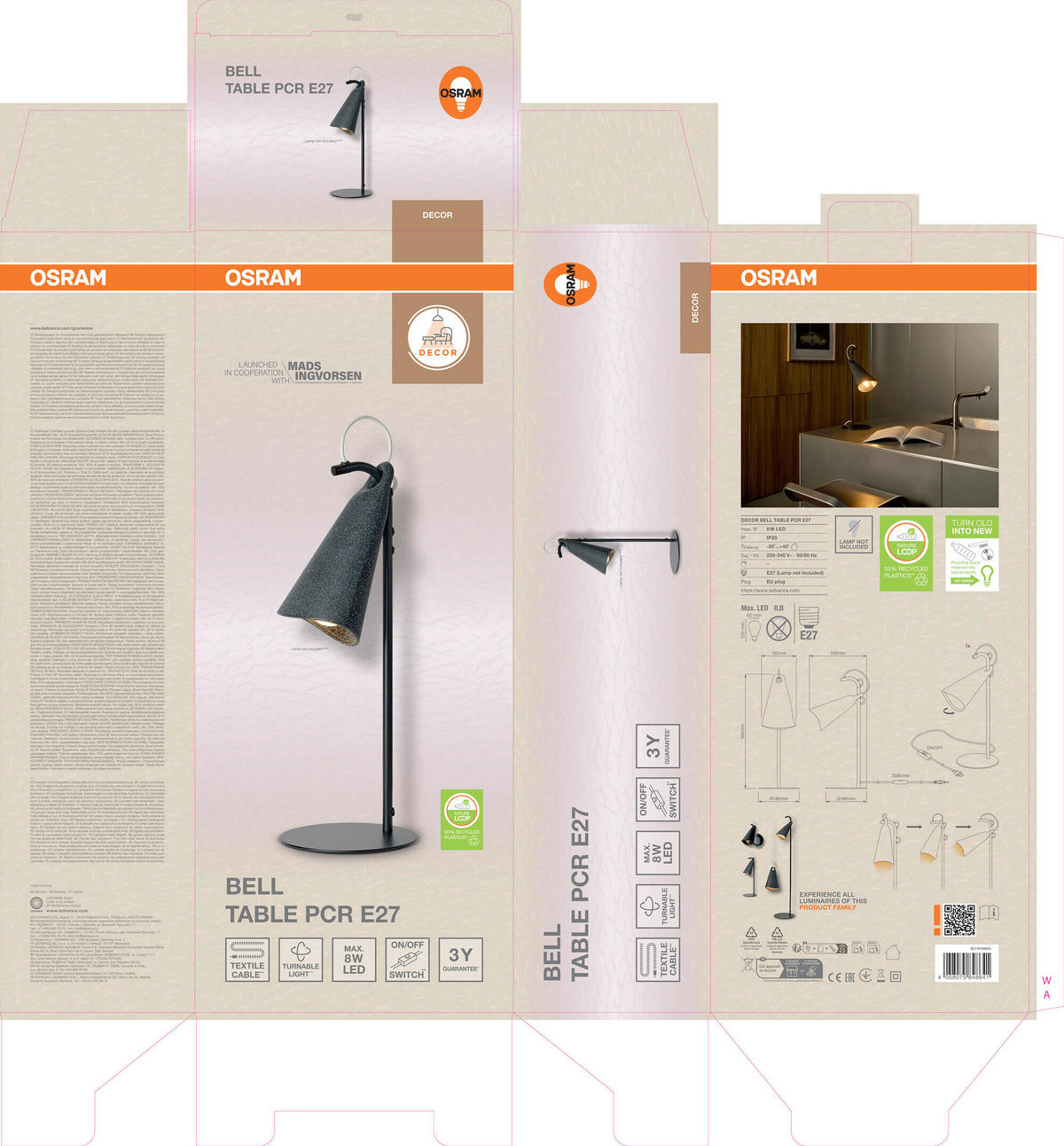 TISCHLEUCHTE 18/23/50 cm   - Schwarz, Basics, Kunststoff/Metall (18/23/50cm) - Osram
