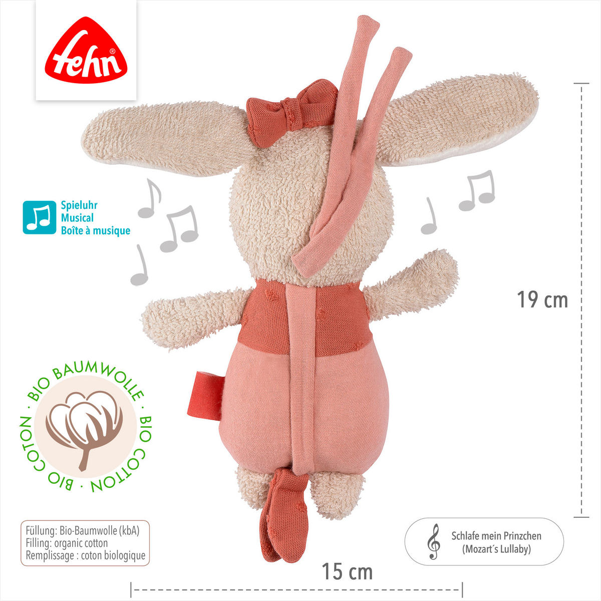 SPIELUHR fehnNATUR  - Altrosa, Basics, Textil (27/17/5,5cm) - Fehn