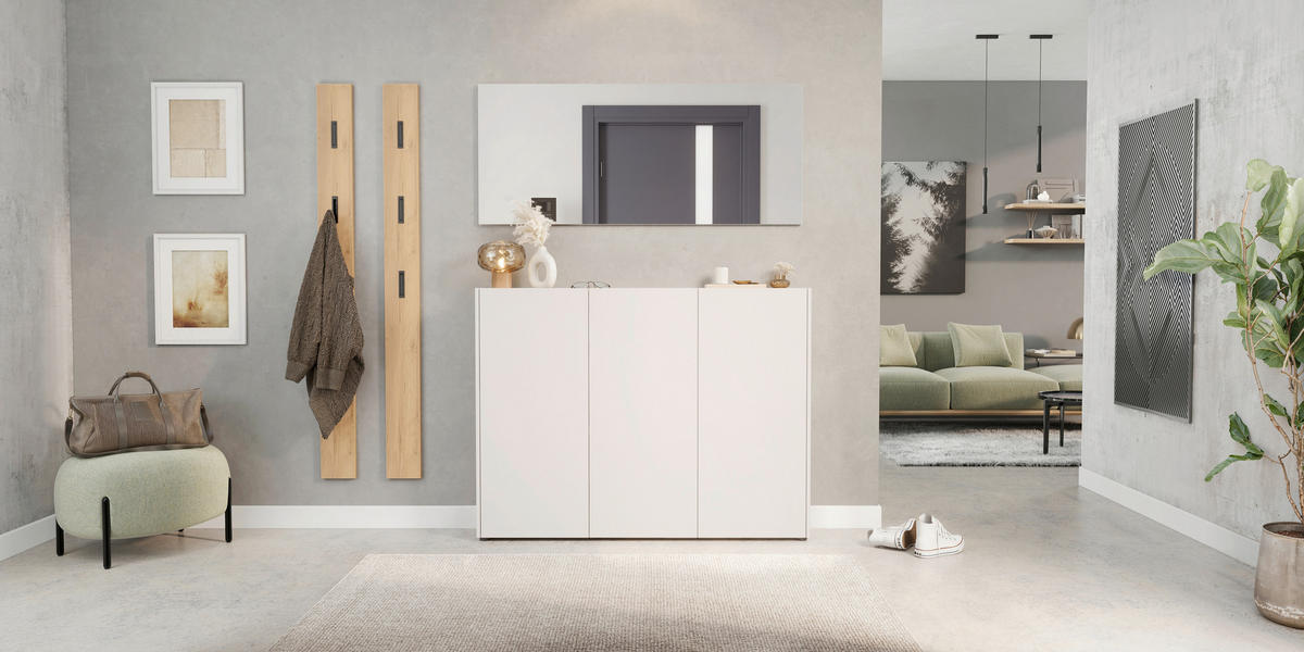 SCHUHSCHRANK Eichefarben, Kaschmir  - Kaschmir/Eichefarben, Design, Holzwerkstoff/Kunststoff (138/105/25cm)