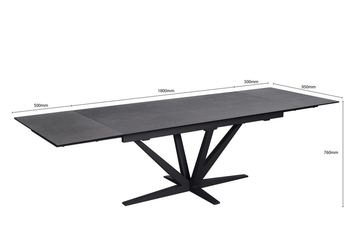 ESSTISCH in Metall, Glas, Keramik 180-280/95/76 cm  - Schwarz/Bronzefarben, Design, Glas/Keramik (180-280/95/76cm) - Novel