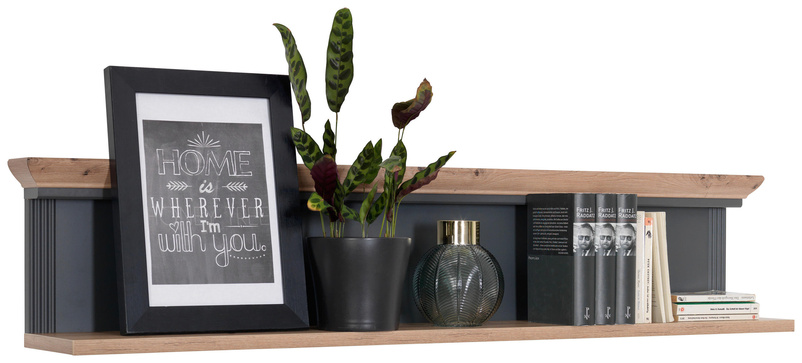 WANDBOARD Eiche Artisan, Graphitfarben  - Graphitfarben/Eiche Artisan, ROMANTIK / LANDHAUS, Holzwerkstoff (142/29/20cm) - Hom`in