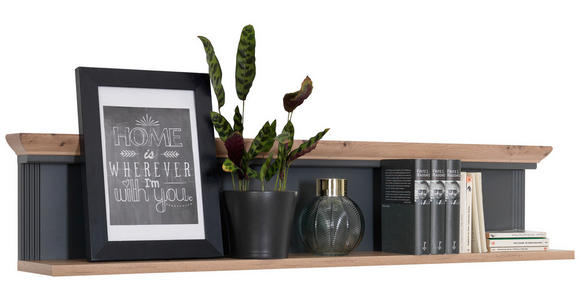 WANDBOARD Holzwerkstoff Graphitfarben, Eiche Artisan  - Graphitfarben/Eiche Artisan, ROMANTIK / LANDHAUS, Holzwerkstoff (142/29/20cm) - Hom`in