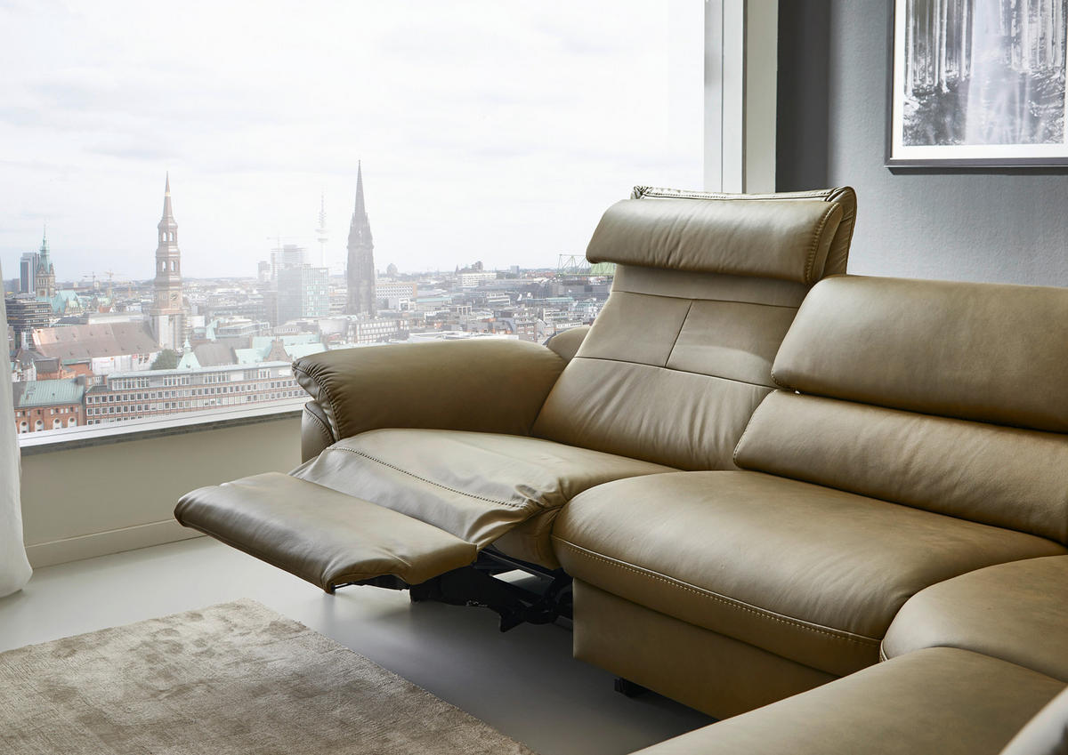 ECKSOFA Valdera in Echtleder Schlammfarben  280/246 cm  - Schlammfarben/Schwarz, Design, Leder/Metall (280/246cm) - Hukla