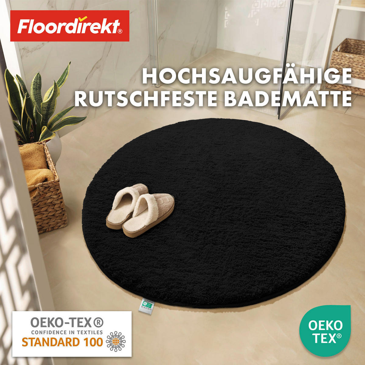 BADEMATTE SKY Schwarz 95 cm  - Schwarz, Basics, Kunststoff/Textil (95cm) - Floordirekt