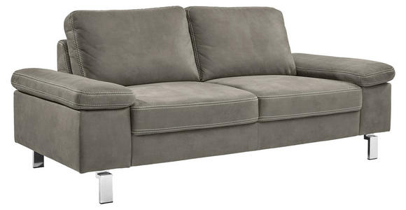 2-SITZER-SOFA Mikrofaser Taupe  - Taupe/Chromfarben, Design, Textil/Metall (194/86/97cm) - Hom`in