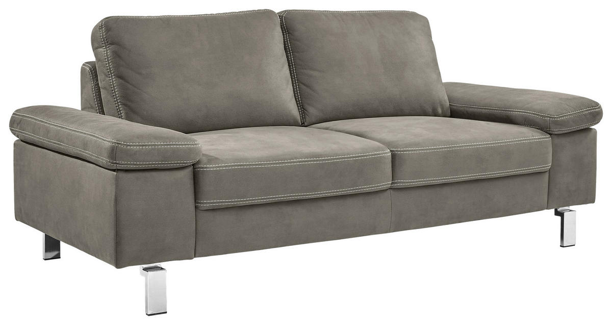 2-SITZER-SOFA in Mikrofaser Taupe  - Taupe/Chromfarben, Design, Textil/Metall (194/86/97cm) - Hom`in