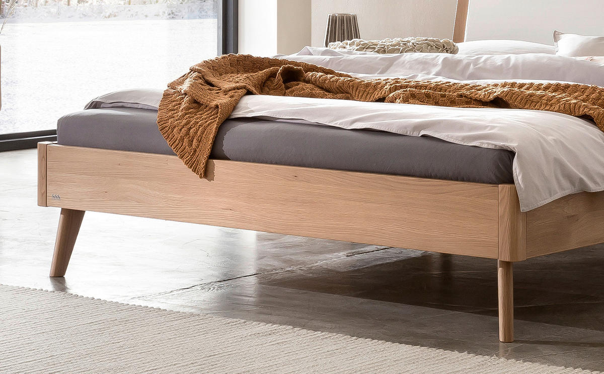 BETT 140/200 cm  in Weiß, Eichefarben  - Eichefarben/Weiß, Design, Holz (140/200cm) - Hasena