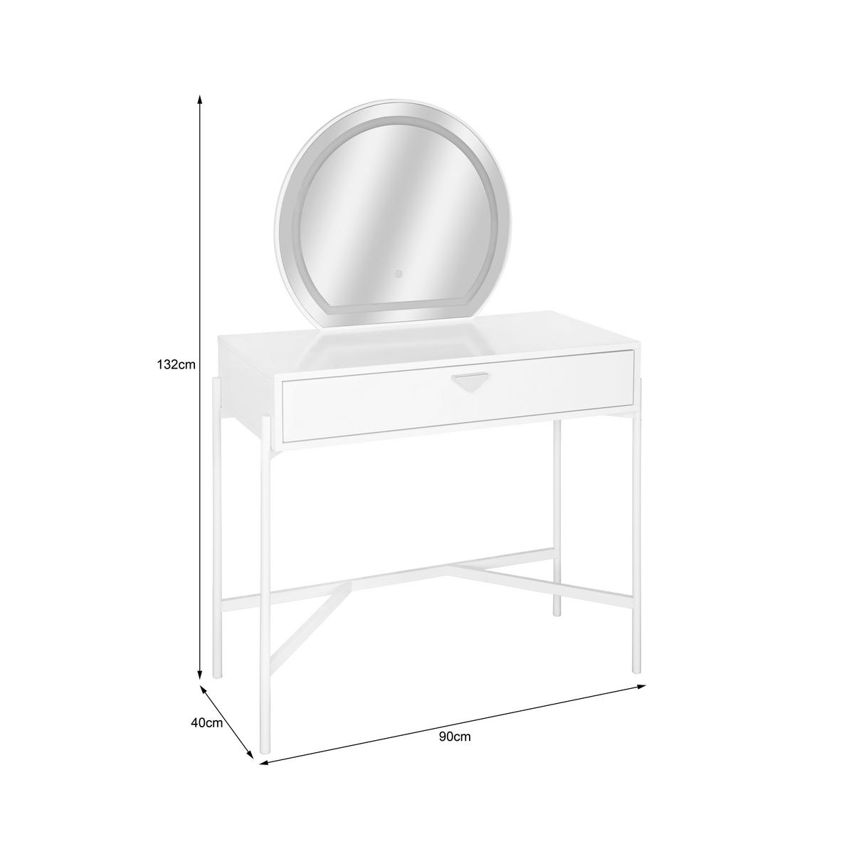 SCHMINKTISCH 90/40/132 cm, Weiss  - Weiss/Alufarben, Trend, Glas/Holzwerkstoff (90/40/132cm) - Milino