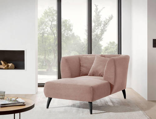 XXL-SESSEL in Cord Rosa - Schwarz/Rosa, Modern, Holz/Textil (108/84/155cm) - MID.YOU
