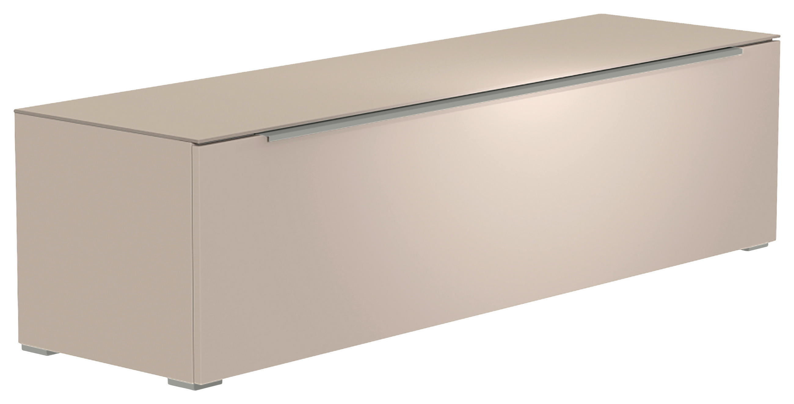 LOWBOARD  in 160/43/45 cm  - Sandfarben/Alufarben, Design, Glas/Holzwerkstoff (160/43/45cm) - Moderano