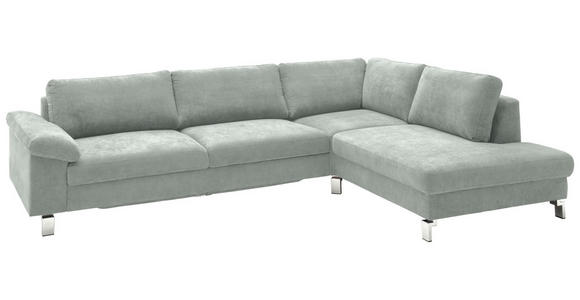 ECKSOFA in Velours Hellgrau  - Chromfarben/Hellgrau, Design, Textil/Metall (281/200cm) - Hom`in