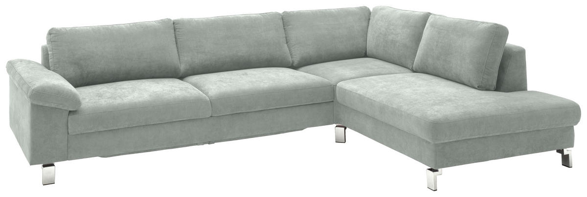 ECKSOFA Hellgrau Velours  - Chromfarben/Hellgrau, Design, Textil/Metall (281/200cm) - Hom`in